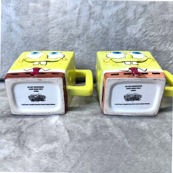 SpongeBob SquarePants Square Ceramic Coffee Mug Set 2 Officially Licensed - Picture 4 of 8